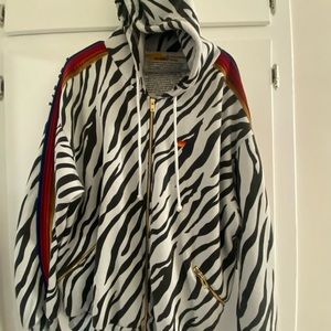 Aviator Nation Relaxed Fit Hoodie with Zebra Print with pockets worn 1 time.